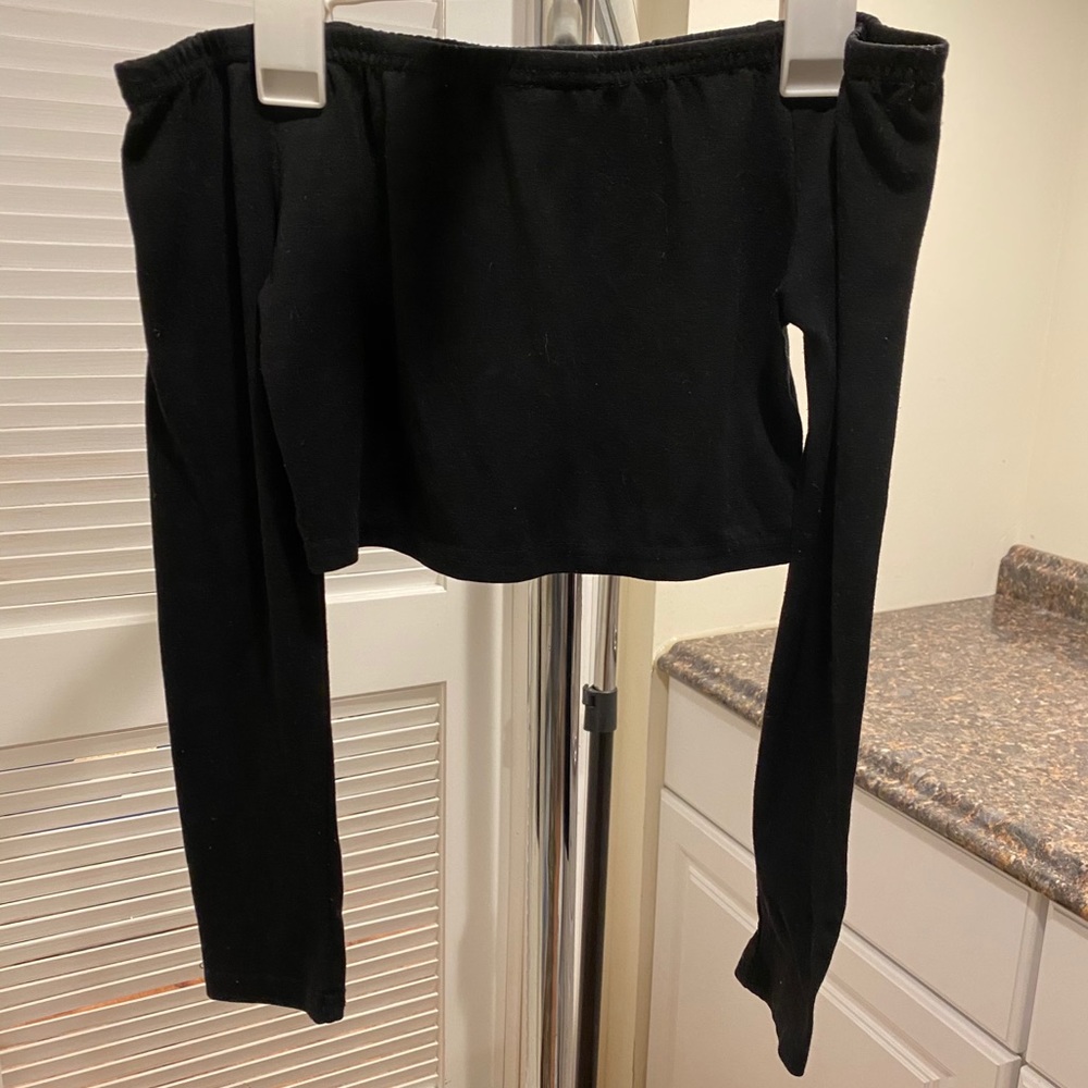 Black Off Shoulder Crop Top